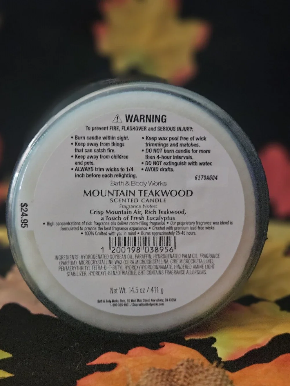 NWT Bath & Body Works Mountain Teakwood 3-wick Candle - Blue & Brown